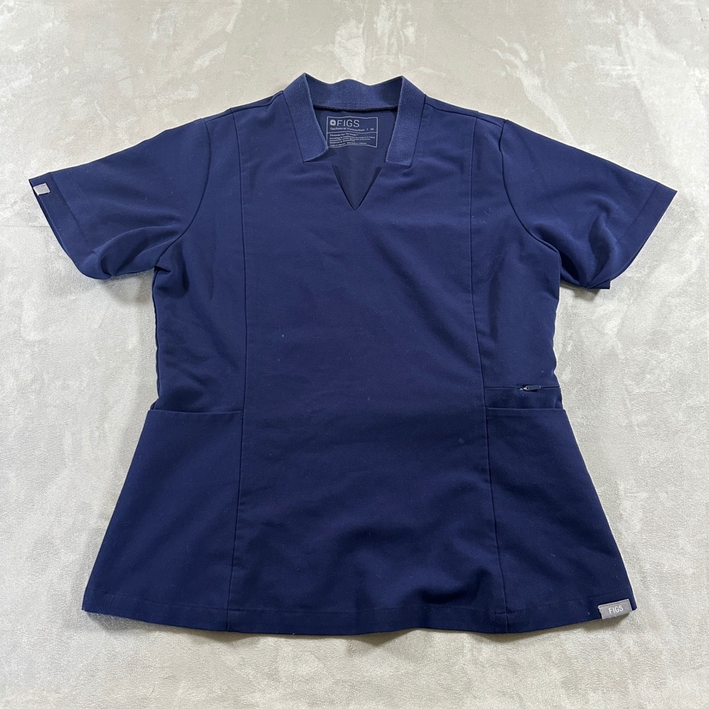 FIGS Scrub Top Women M Navy Blue Technical Collection W20SW1032 Short Sleeve